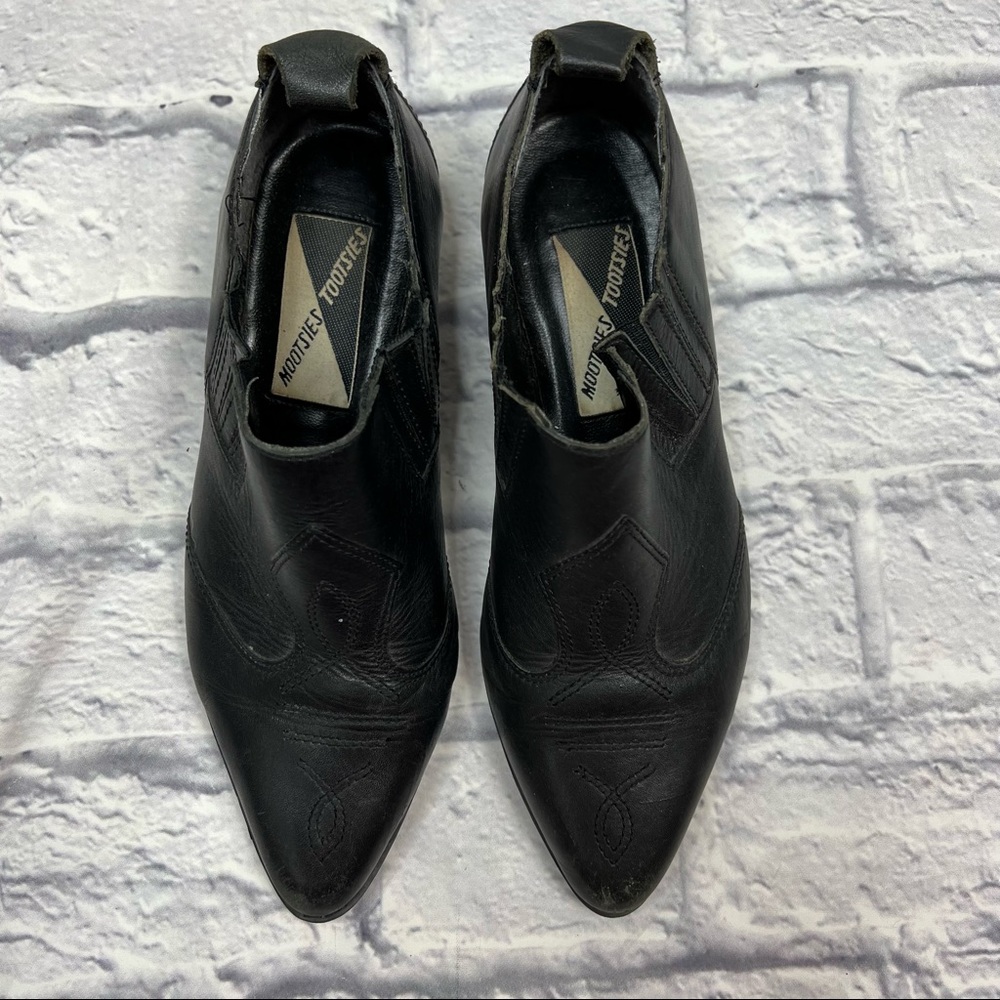 MOOTSIE TOOTSIES Butch Black Slip On Pointed Ankle Booties 7 - Picture 11 of 16